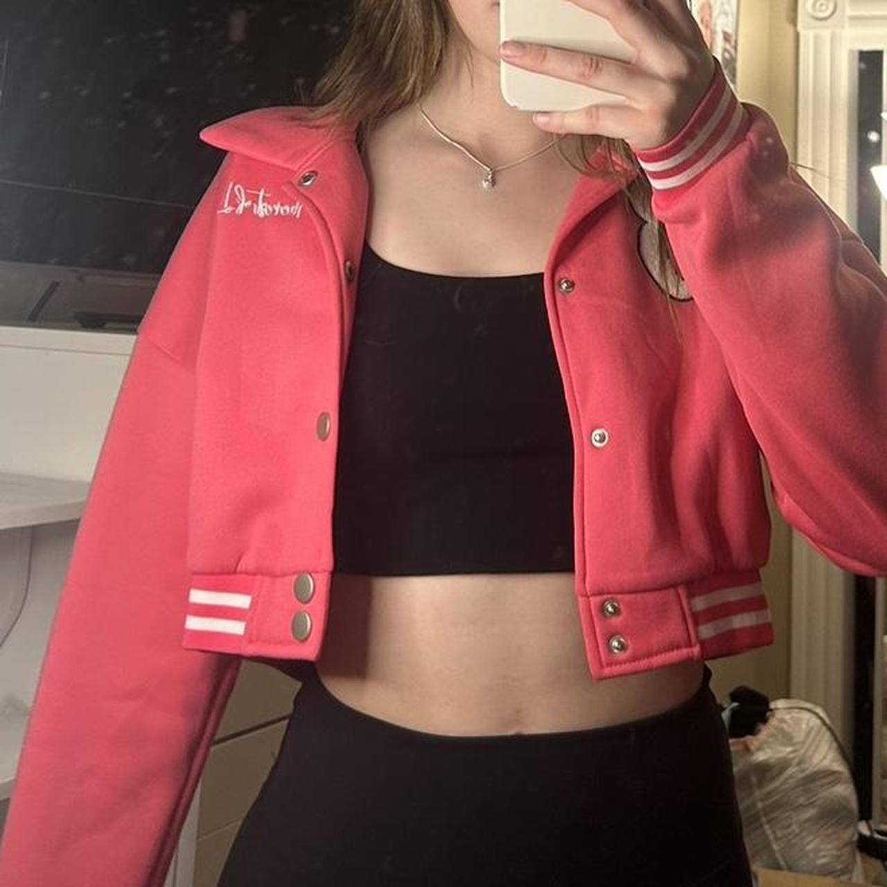 Pink Cropped Bomber Jacket! I cannot remember where... - Depop