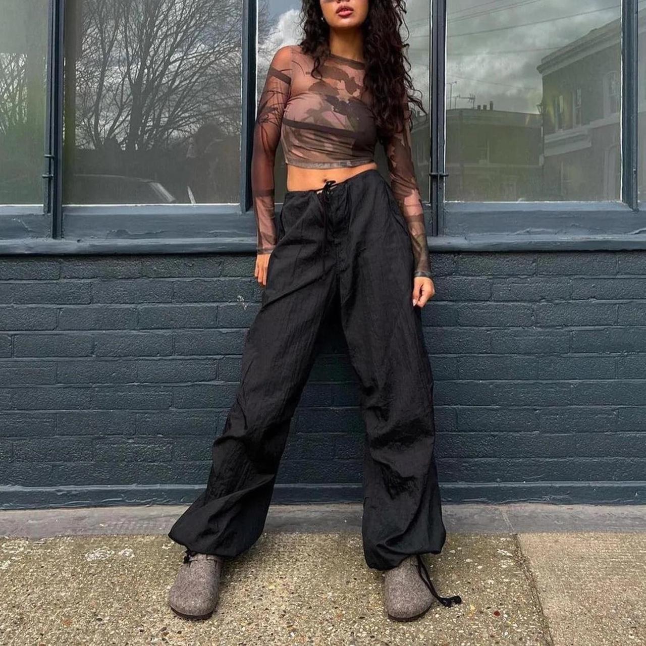 Motel Rocks Chute pants in parachute black size... Depop