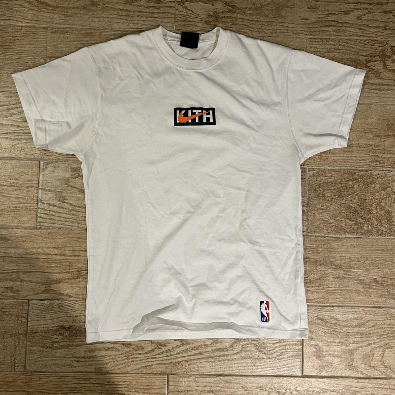 Kith x NBA x Nike white center swoosh tee with Kith... - Depop