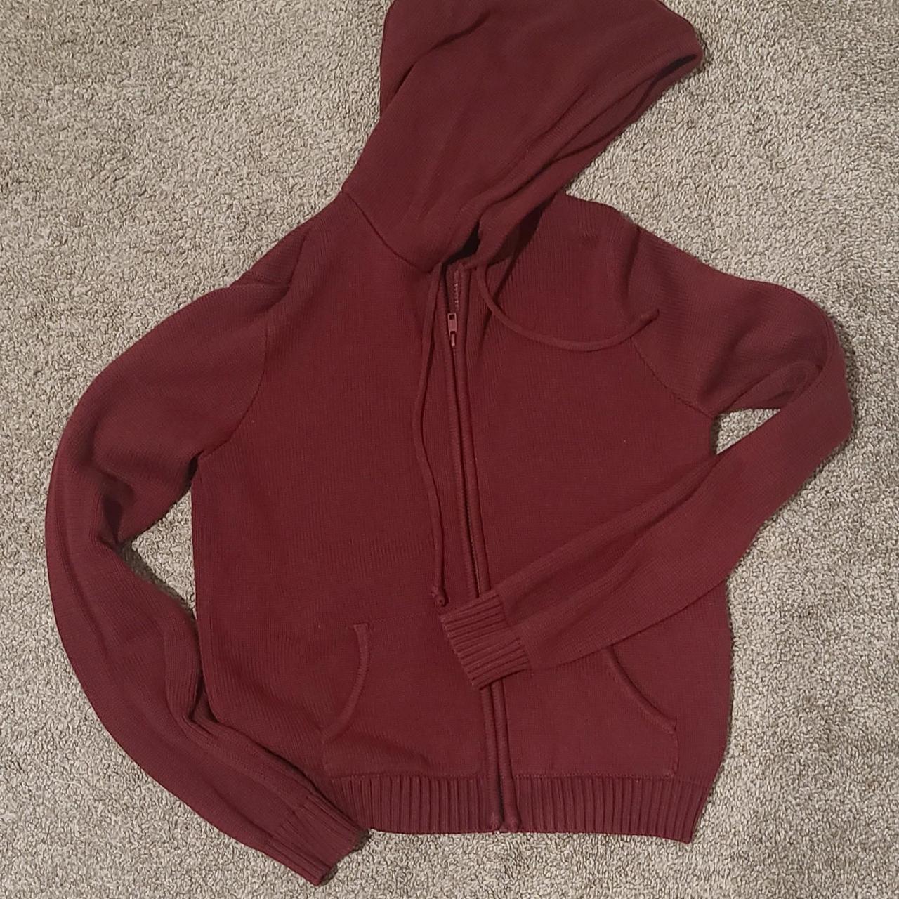 -Burgundy alana zip up sweater -New without... - Depop