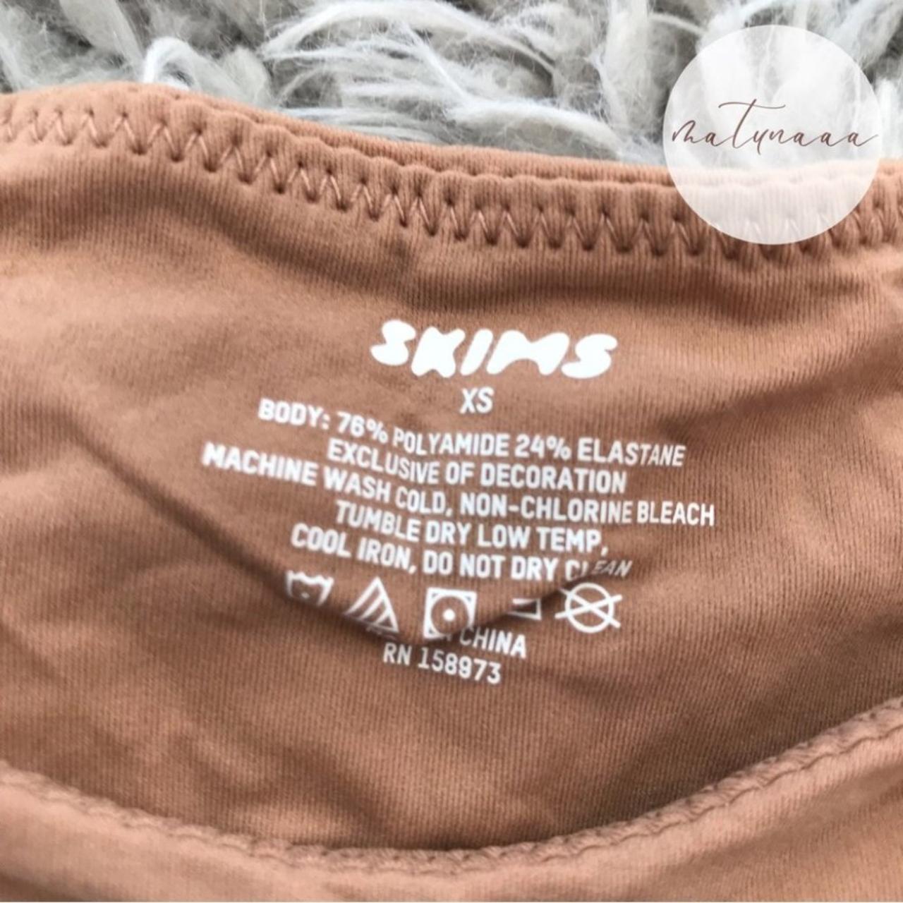 SKIMS Faux Leather Mock Neck Bodysuit Color: Sienna - Depop