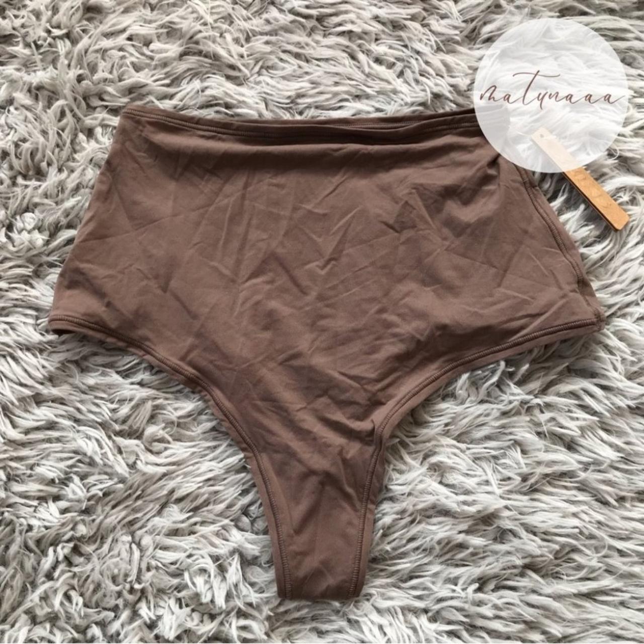 Skims Fits Everybody High Waisted Thong in Umber - Depop