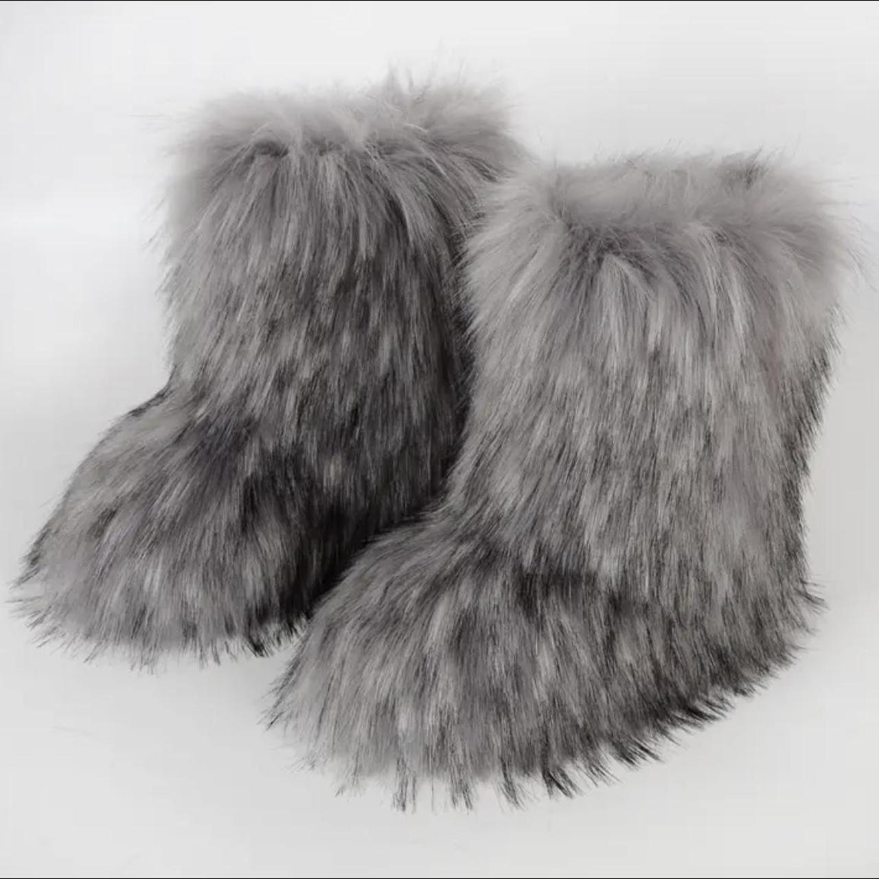 Women's Winter Fluffy Faux Fox Fur y2k streetwear... - Depop