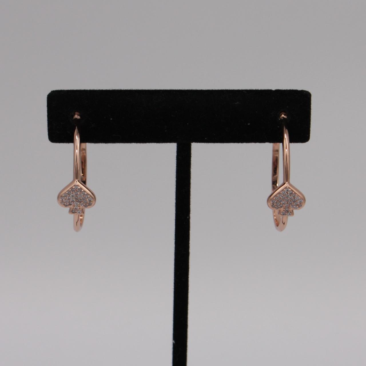 Kate Spade Rose Gold Everyday Spade Pave Hoops... Depop