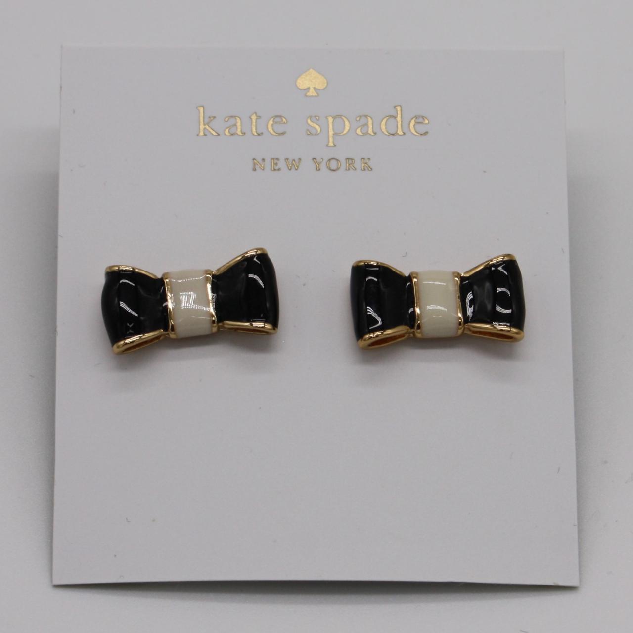 Kate Spade Take a Bow Black & Cream Striped Studs... Depop