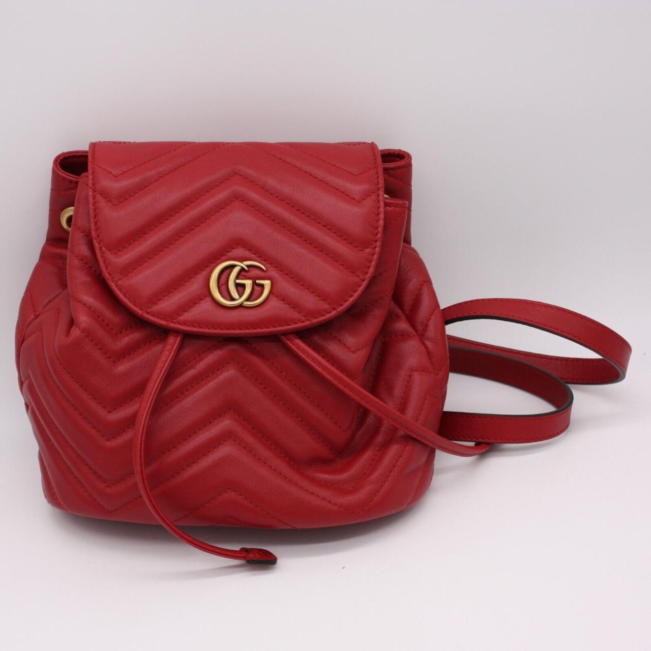 Gucci GG Marmont Red Leather Mini Backpack Bag Depop