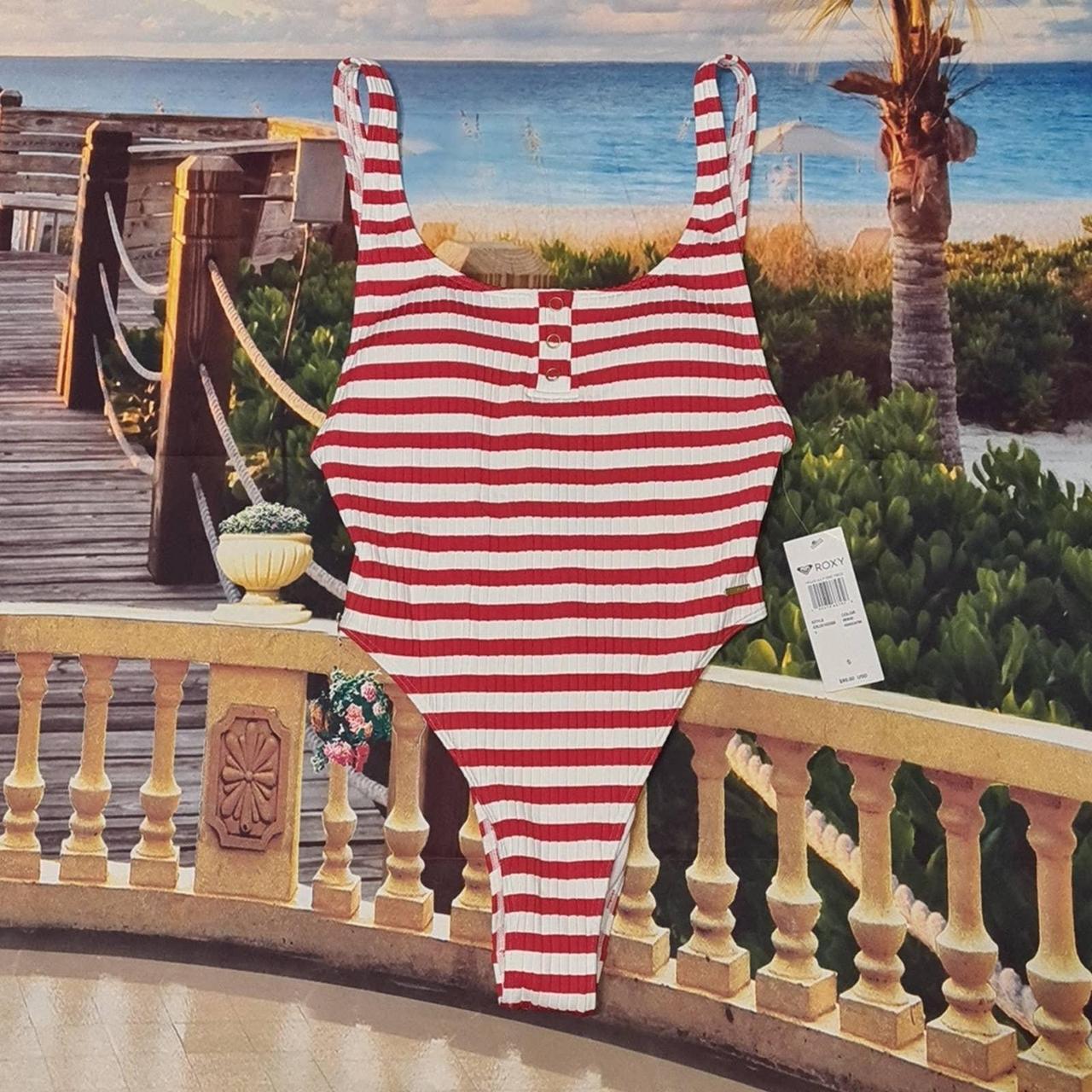 Roxy Red White Striped Bikini One Piece Nwt Small Depop 0284