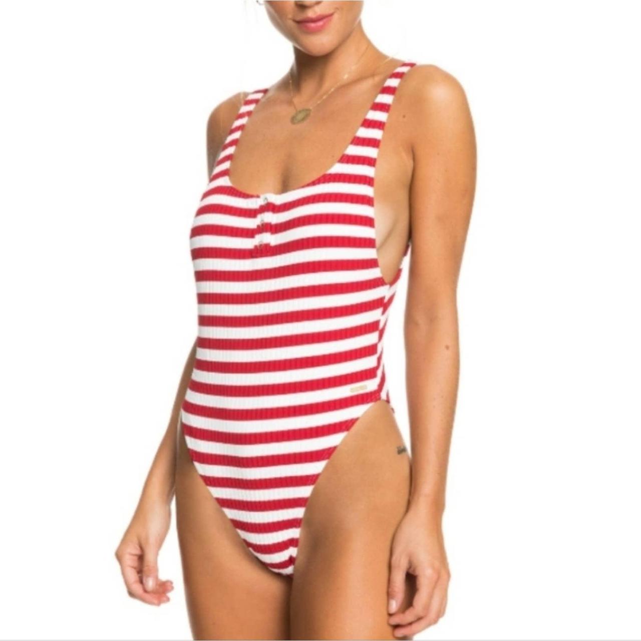 Roxy Red White Striped Bikini One Piece Nwt Small Depop