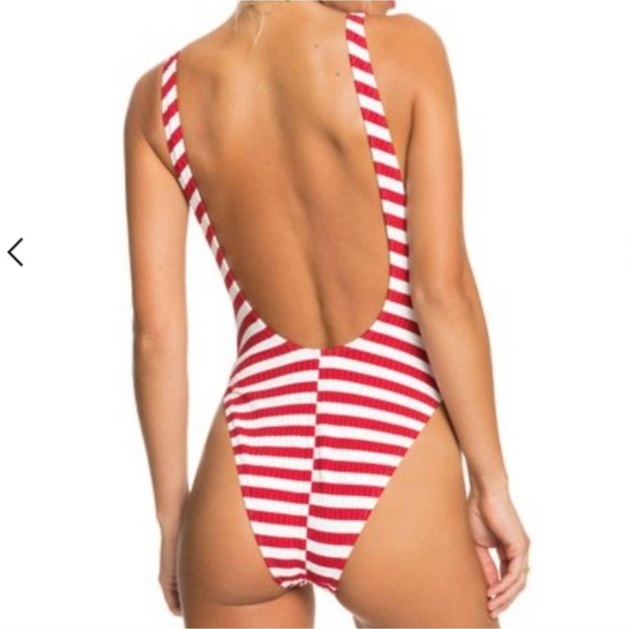 Roxy Red White Striped Bikini One Piece Nwt Small Depop