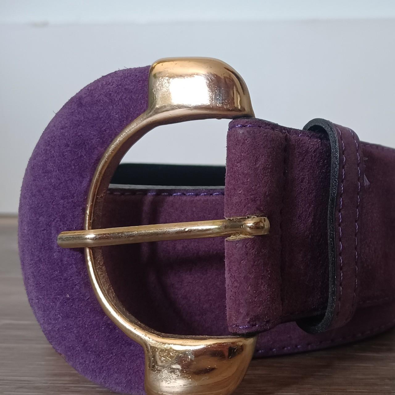 Purple suede and gold 80s chunky belt 36 inches... - Depop