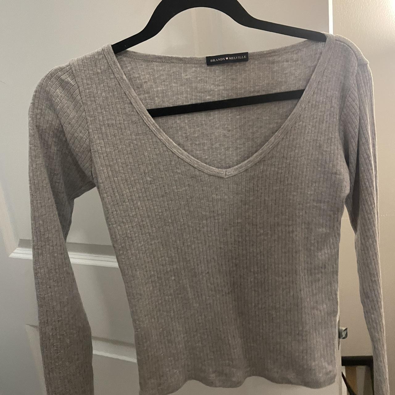 Brandy Melville Women's Grey Shirt Depop