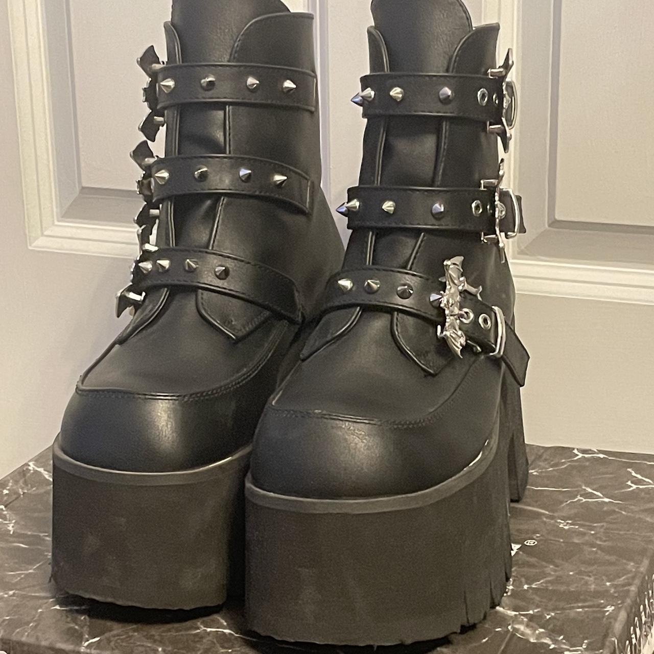 Demonia Women's Black and Silver Boots