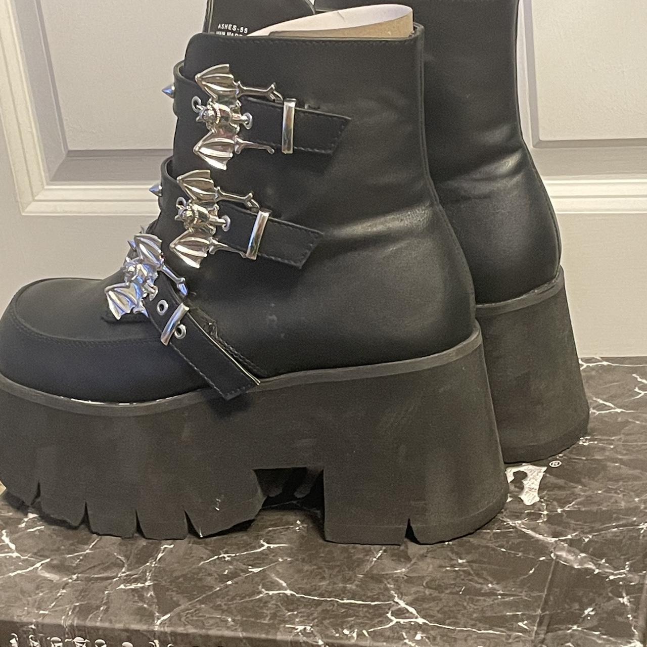 Demonia Women's Black and Silver Boots (3)