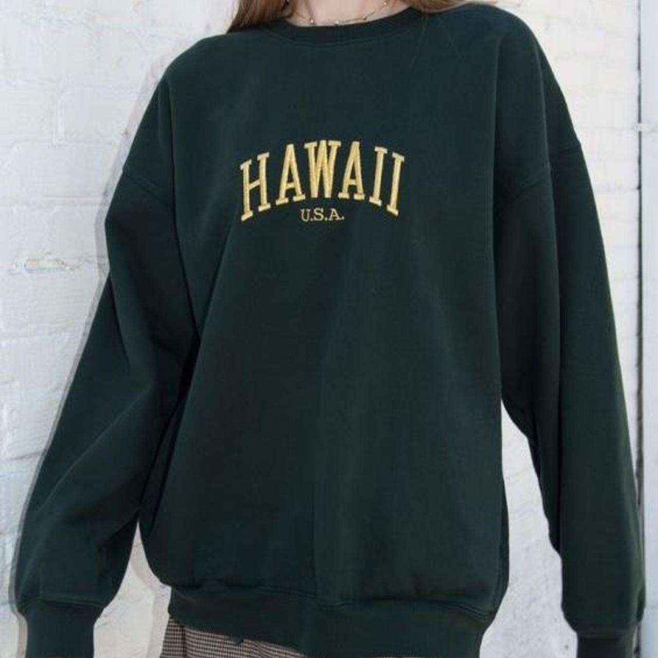 Brandy Melville Women's Green Sweatshirt Depop