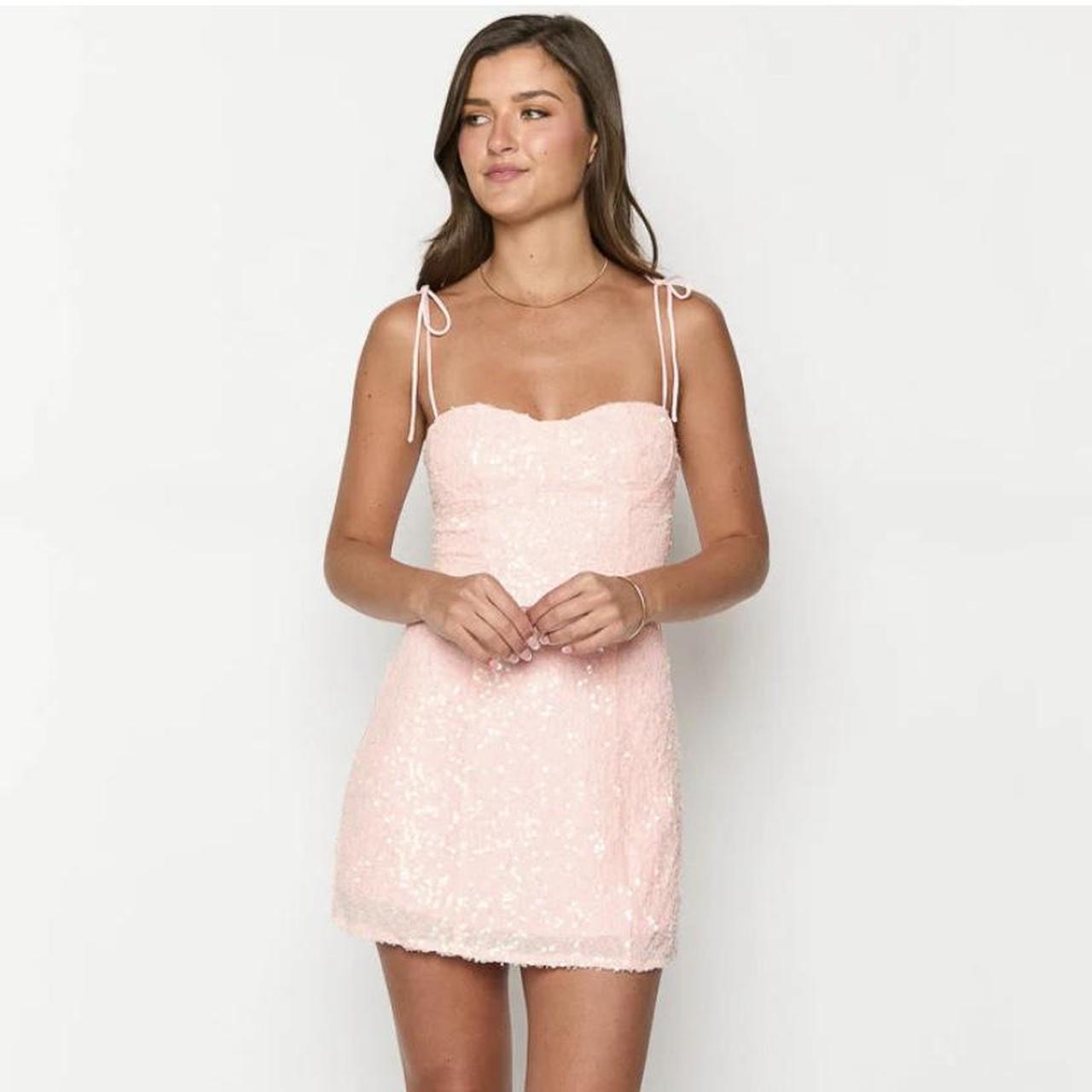 Princess Polly Women's Dress Pink – Light pink sequin mini