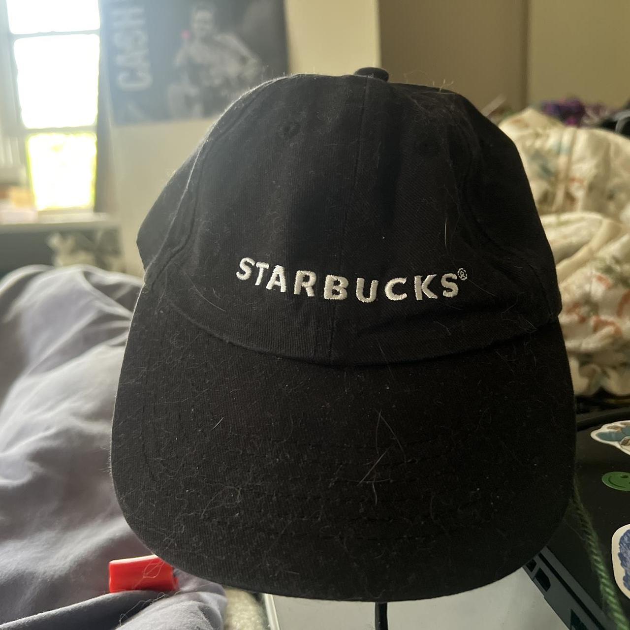 Black white Starbucks cap w/ logo on front