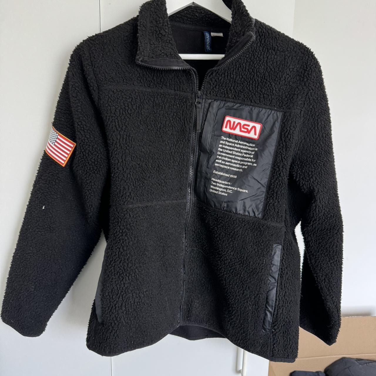 wool fleece fur america the us black jacket coat h&m Depop