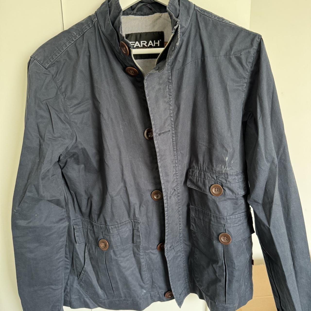 Farah blue vintage rain jacket coat small barely