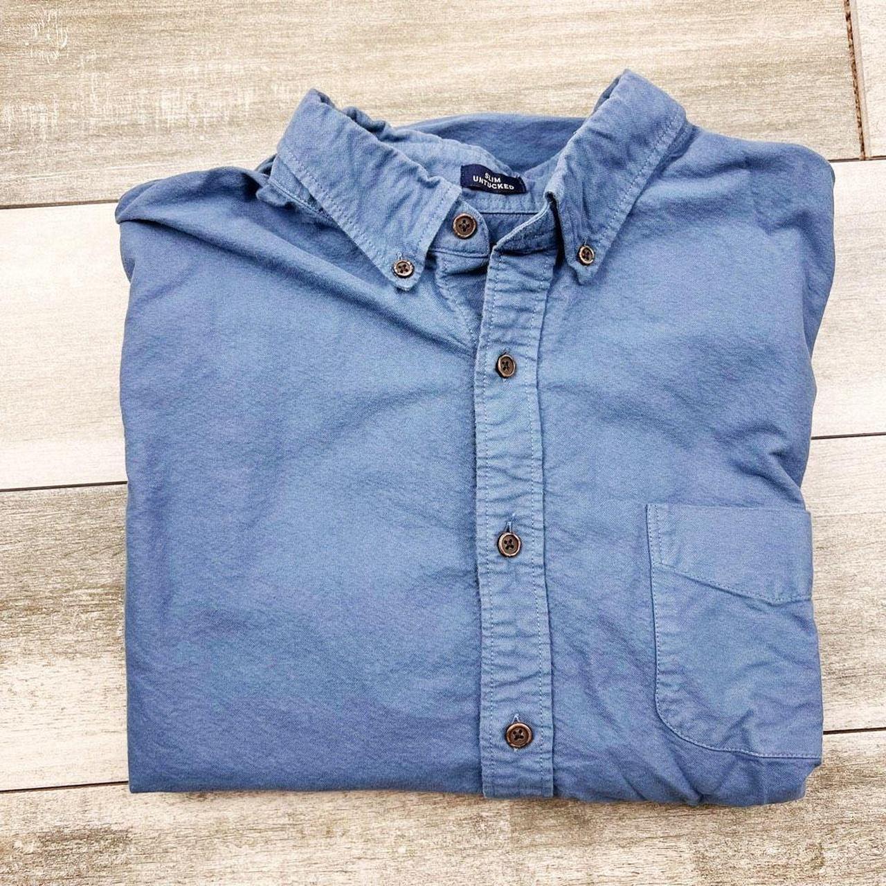 J. Crew slim untucked button down -blue color -100%... - Depop