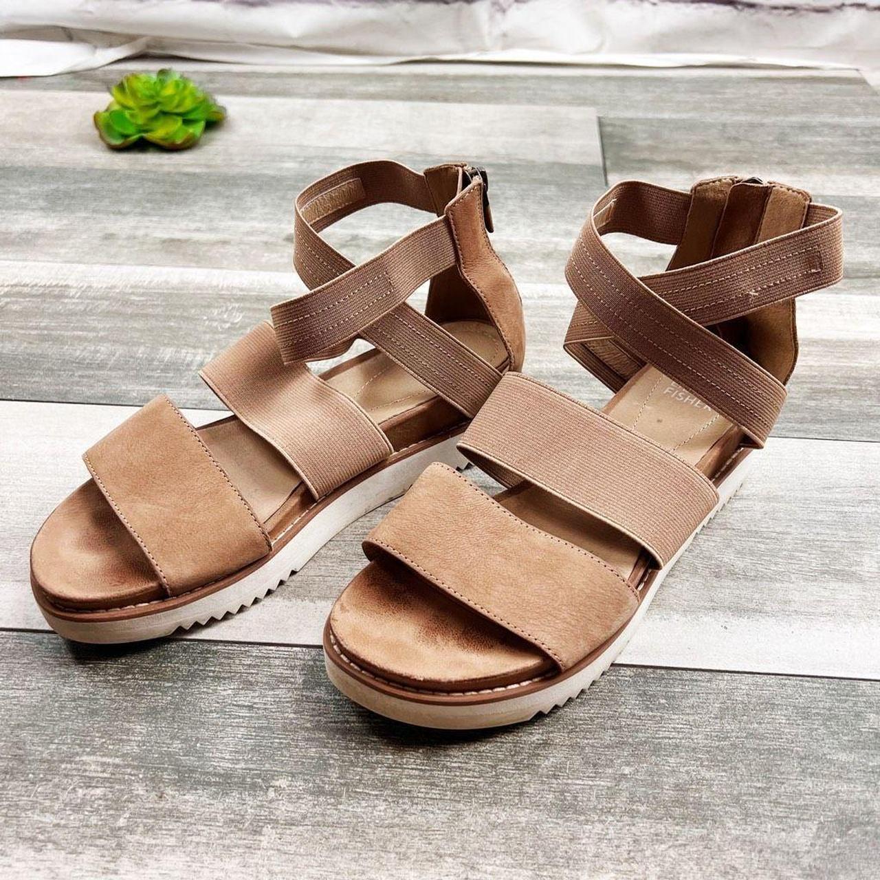 Eileen Fisher strappy sandals tan color zips Depop