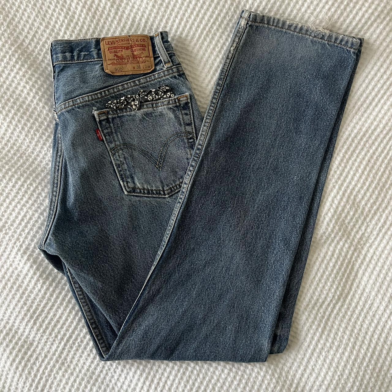 Levi's Women's Green and Blue Jeans | Depop