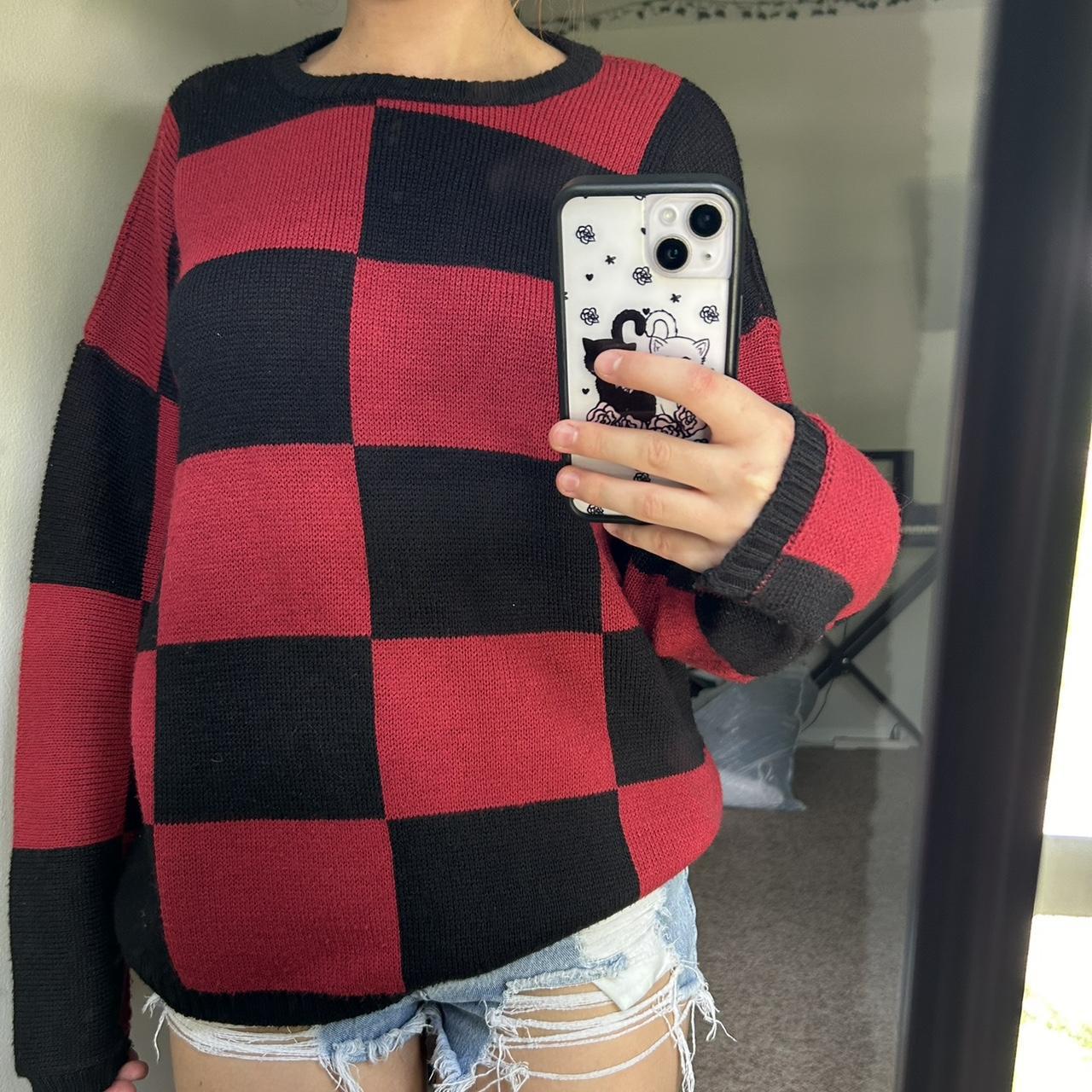 Black and red checkered sweater hotsell