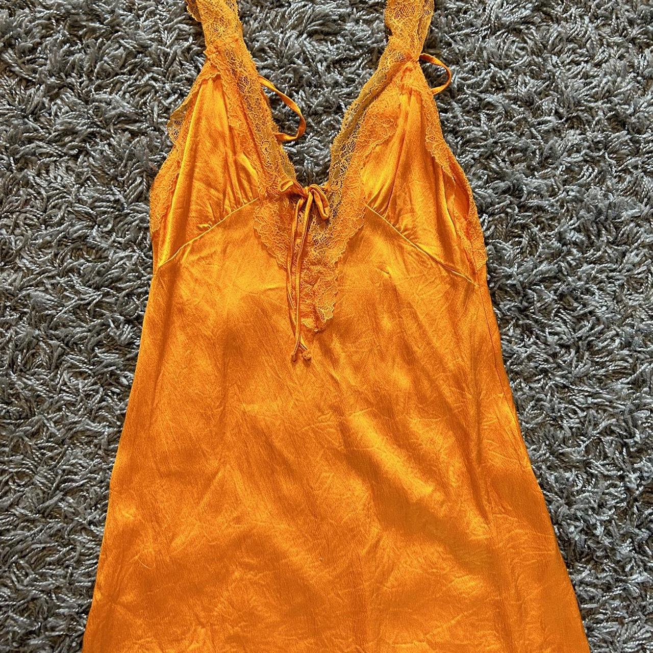 zara orange mini slip dress w/ lace Depop