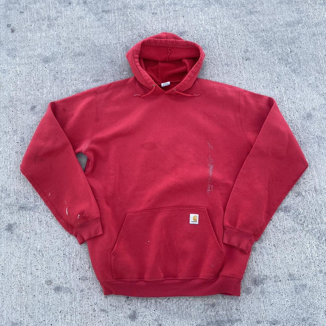 Red Distressed Skater Carhartt Hoodie... Depop