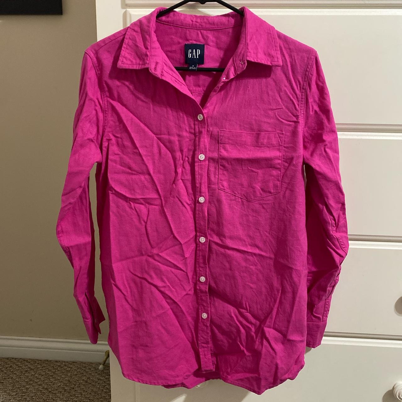 Gap Bright Pink Button Down Shirt Depop