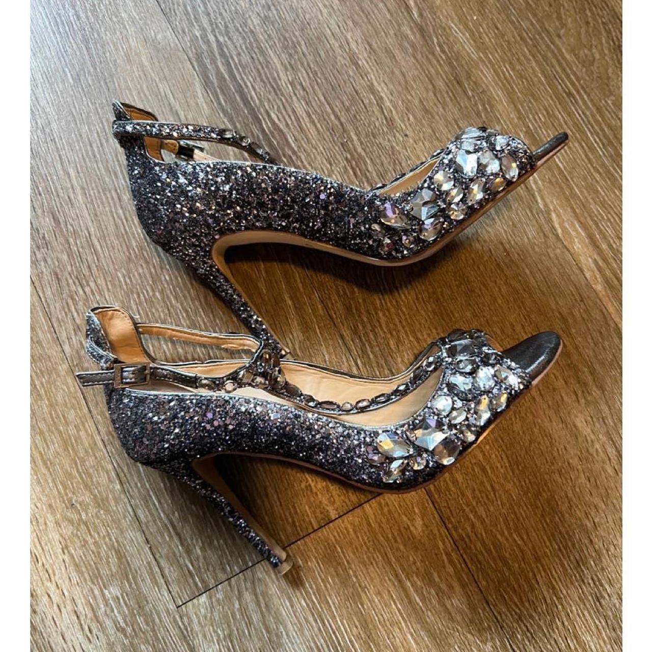 Badgley Mischka Conroy Metallic Glitter Evening Shoe Depop