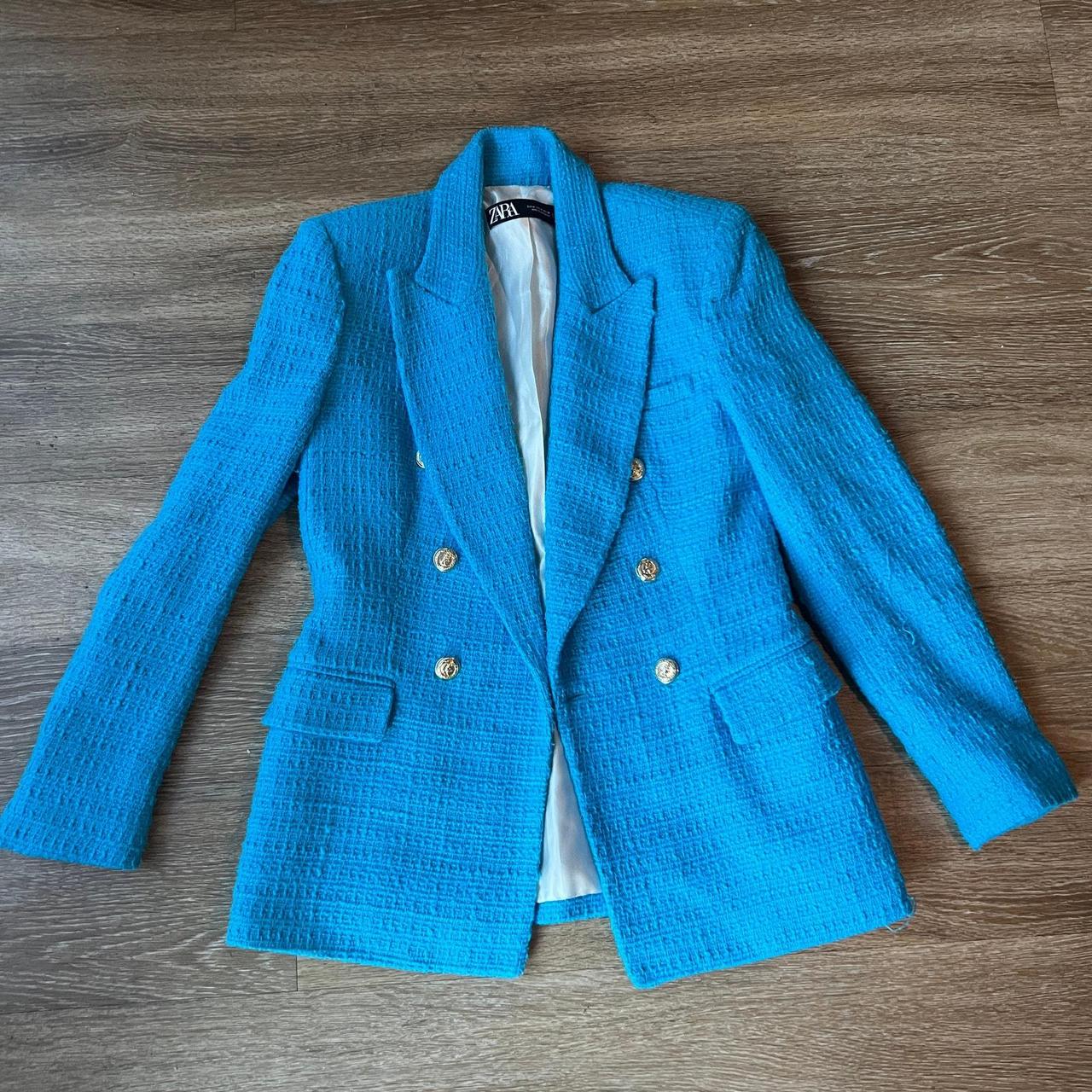 Pale blue coat zara best sale