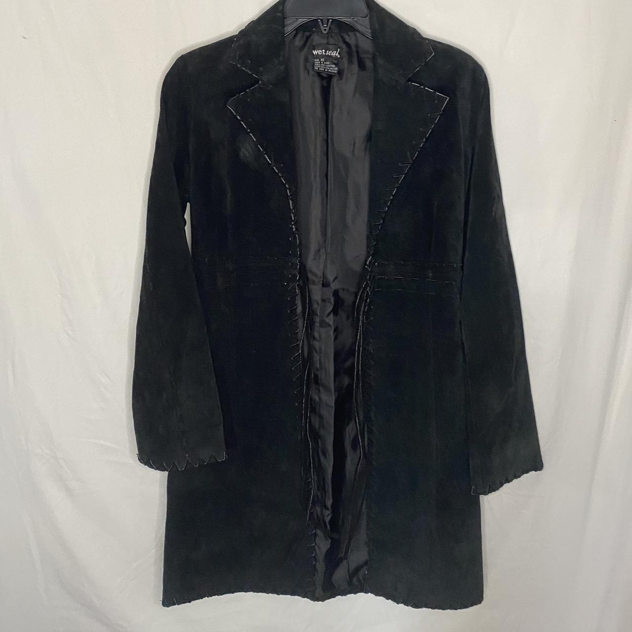 wet seal black coat - Depop