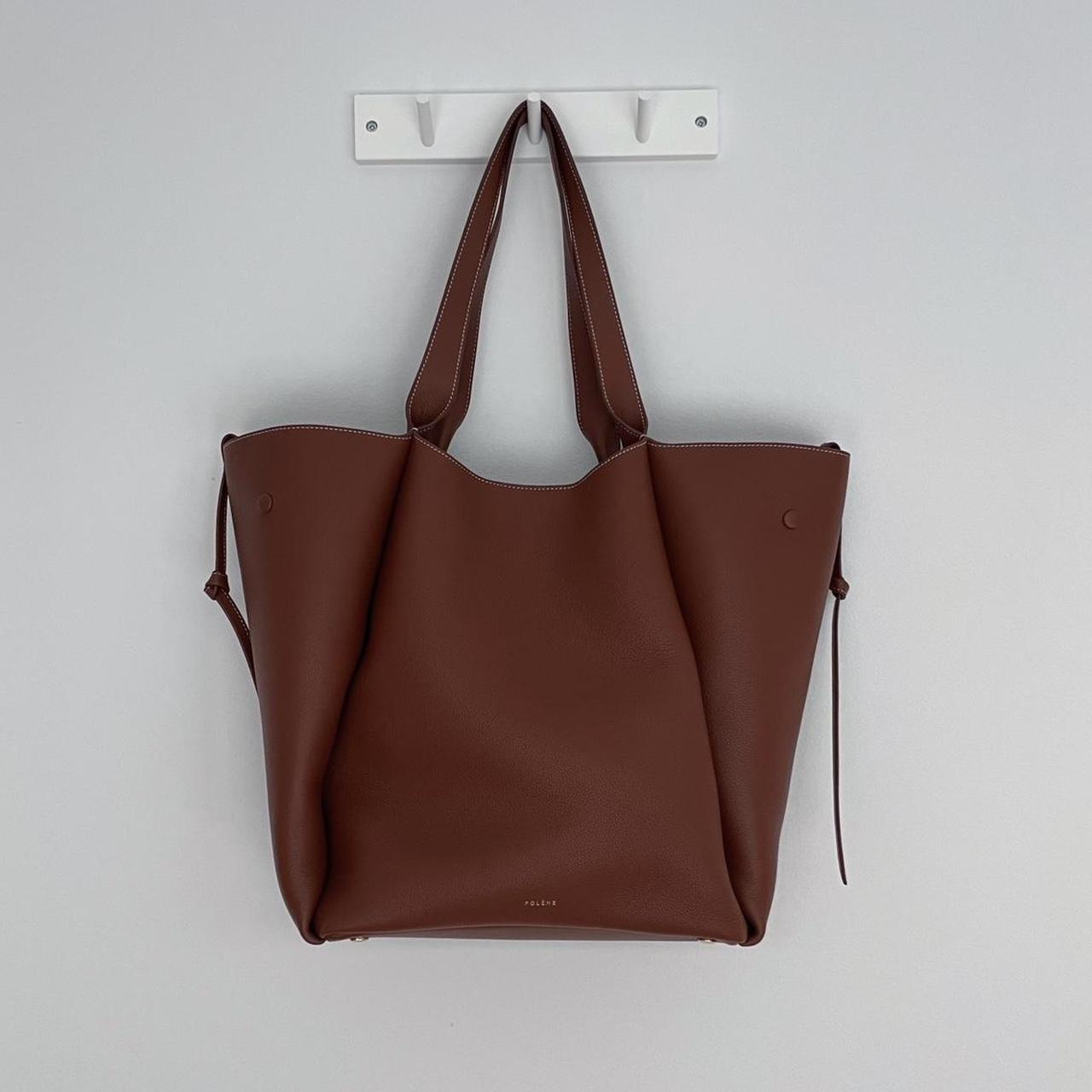Polene large leather bag Color Cognac - a dark... - Depop