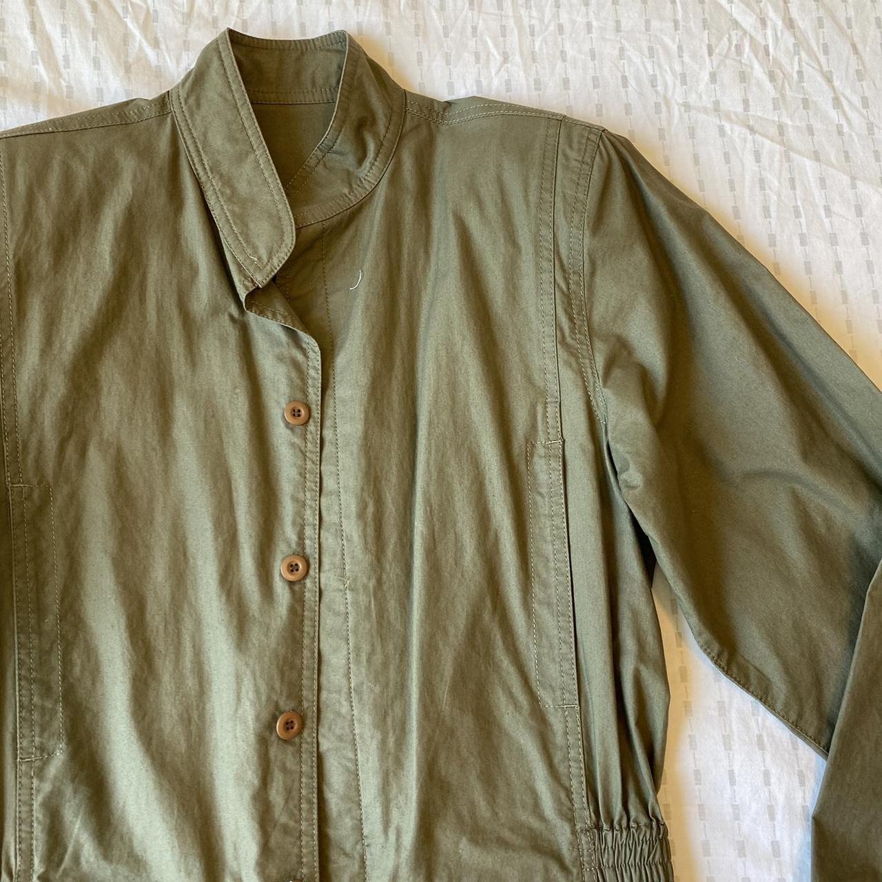 olive green, button-up, collared, vintage... - Depop