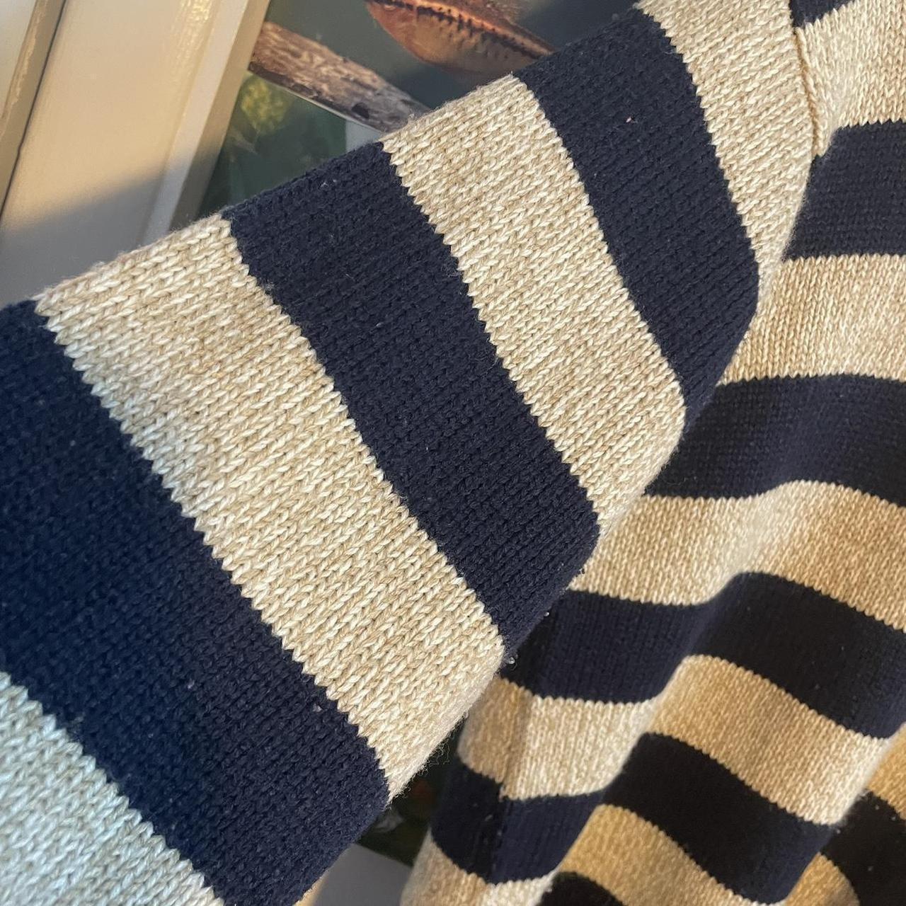 wes anderson style striped sweater! super cozy... - Depop