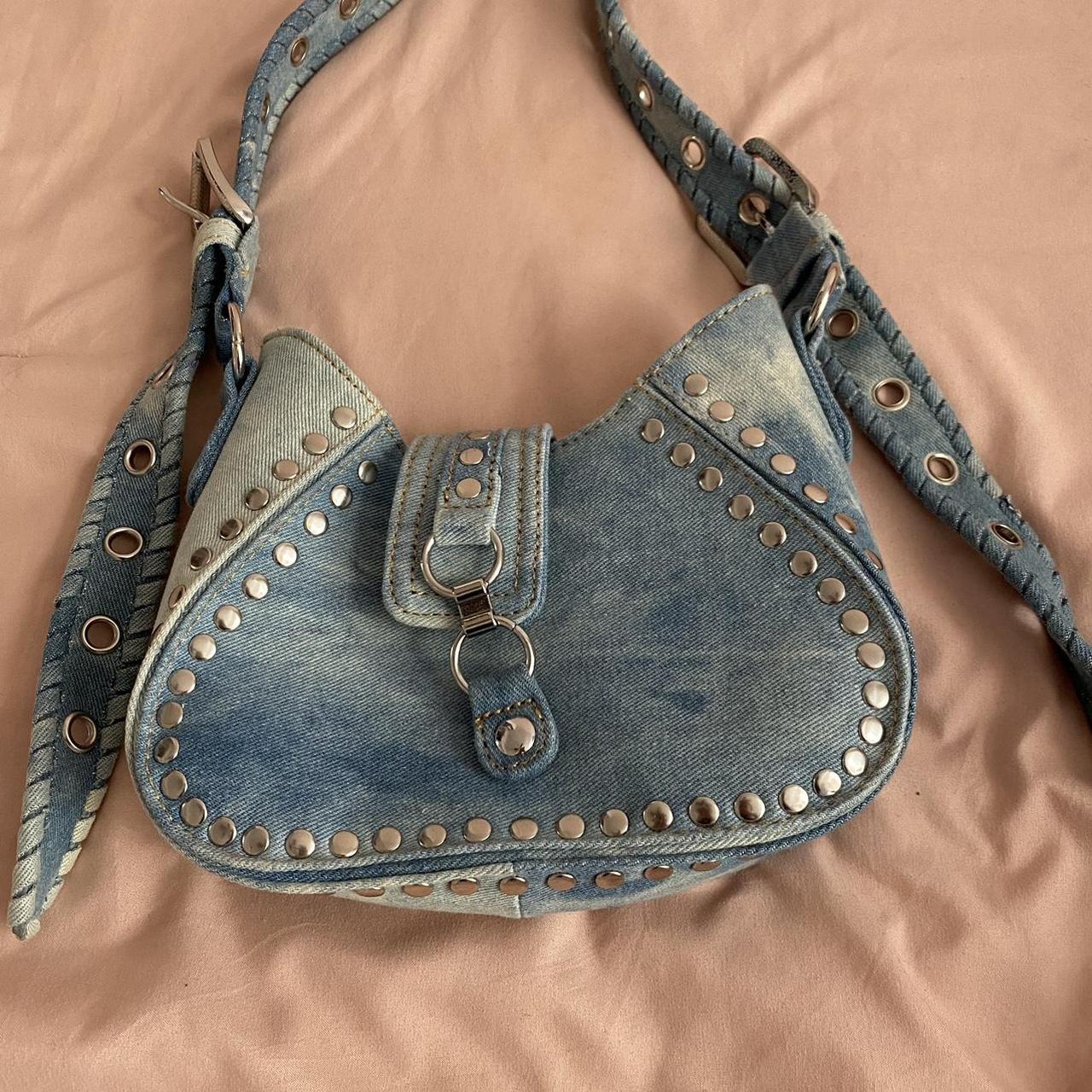 urban outfitters devon denim shoulder bag message... Depop