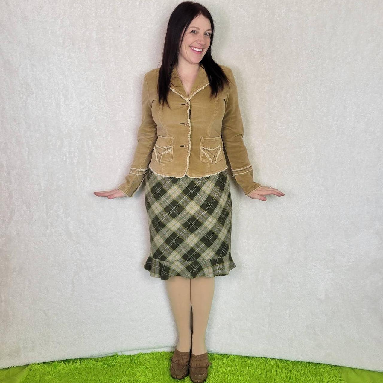 Loft green shop plaid skirt