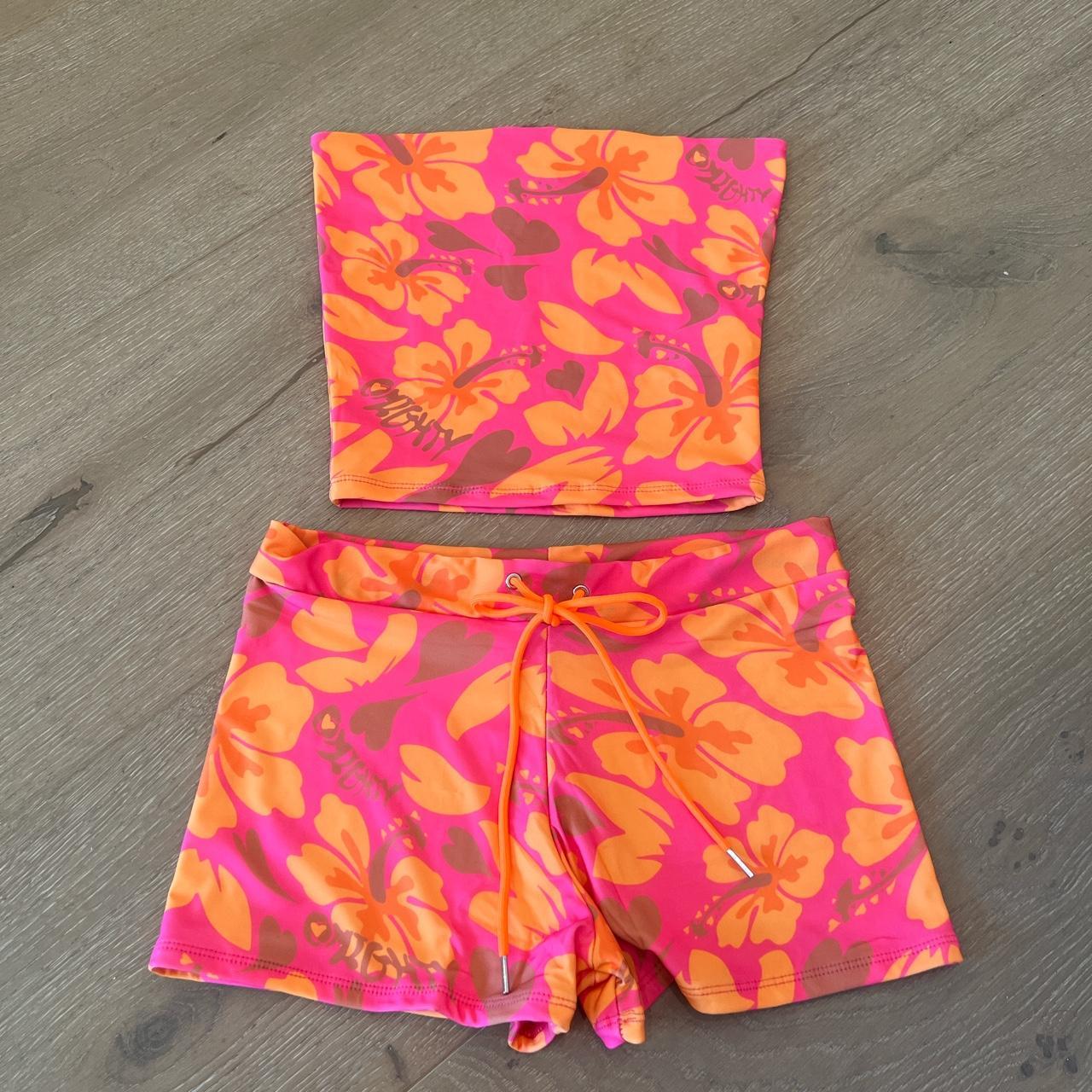 Women's Pink and Orange Top Depop