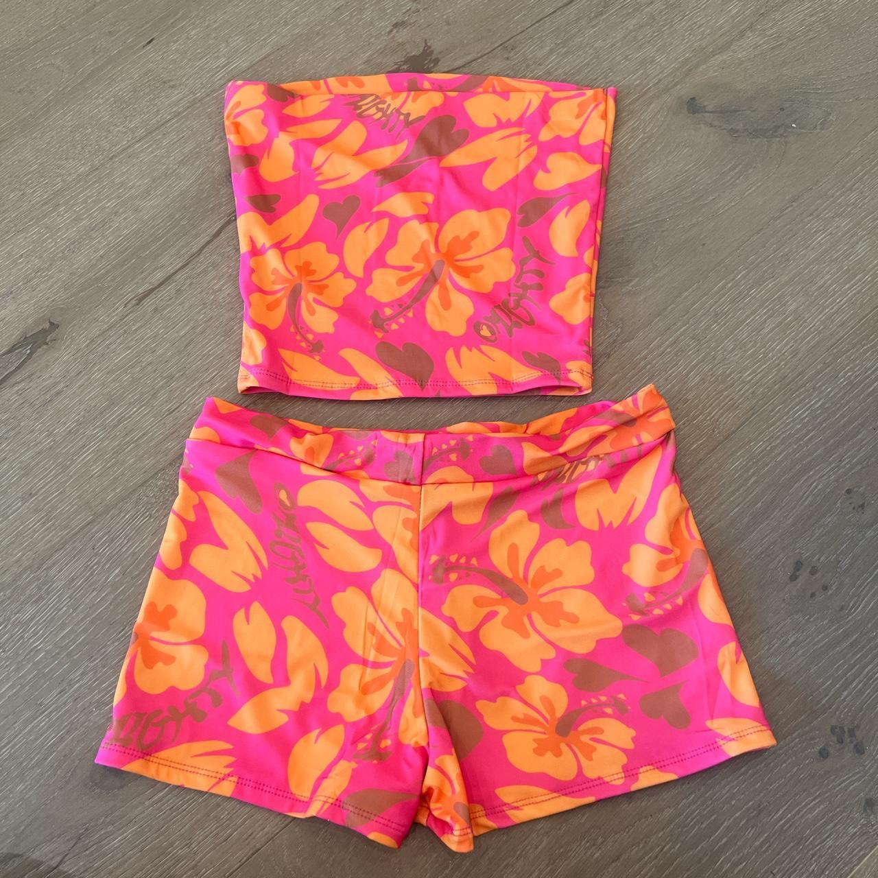 Women's Pink and Orange Top Depop
