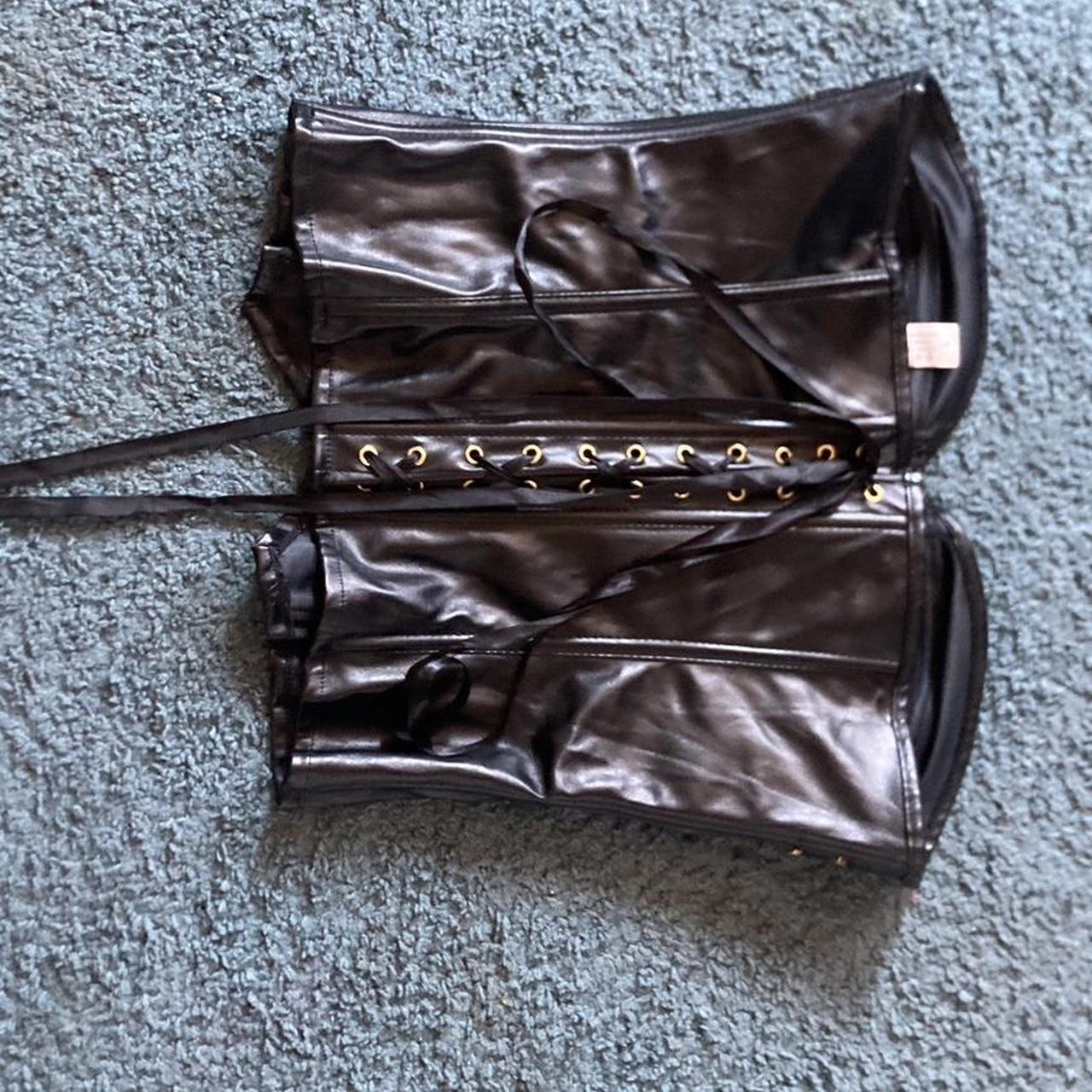 cutest vinyl zipper corset size large but fits more... - Depop