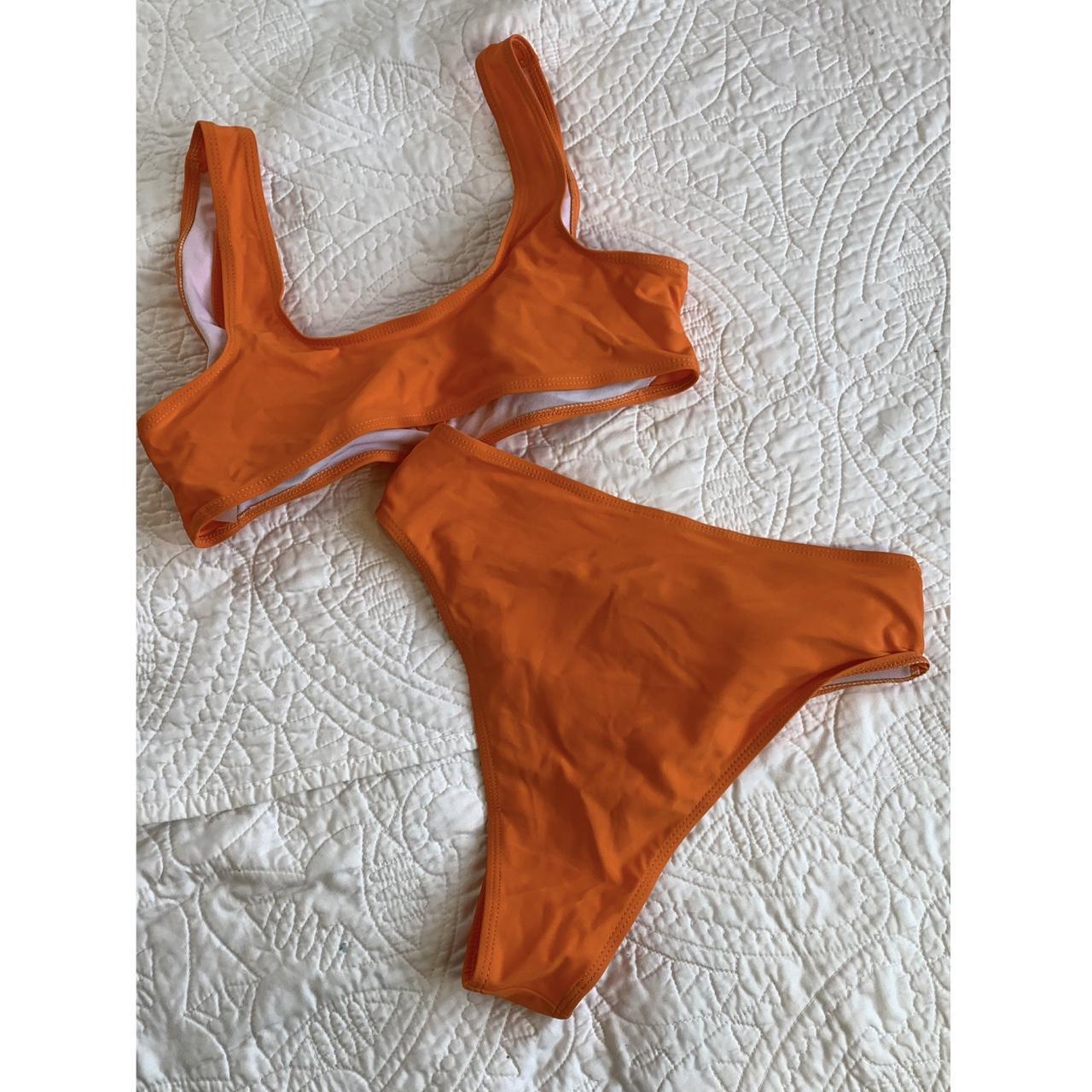 SHEIN Women's Orange Bikinisandtankinisets Depop