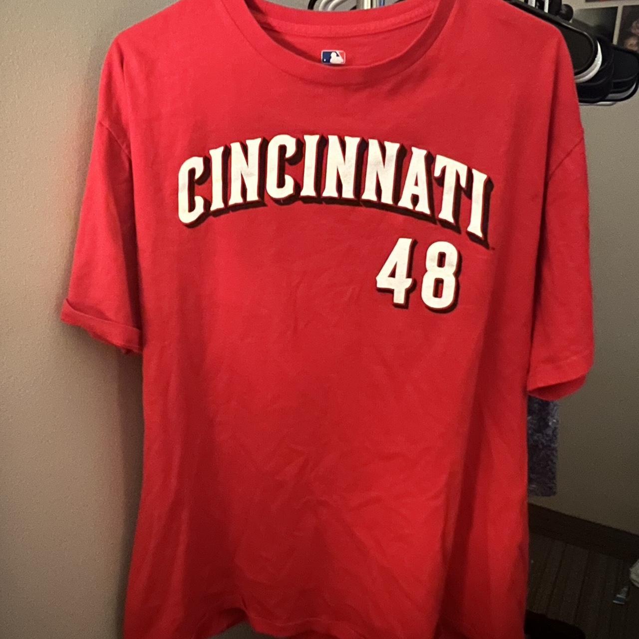 grey cincinnati reds shirt mlb genuine merchandise - Depop