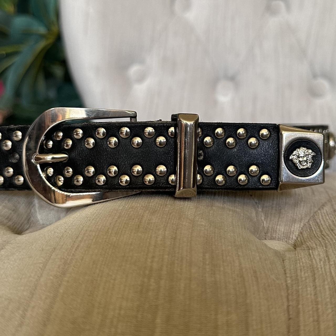 ベルト Versace Heritage Jellyfish Belt VERSACE Gold/Black Heritage Medusa Buckle Reversible Leather