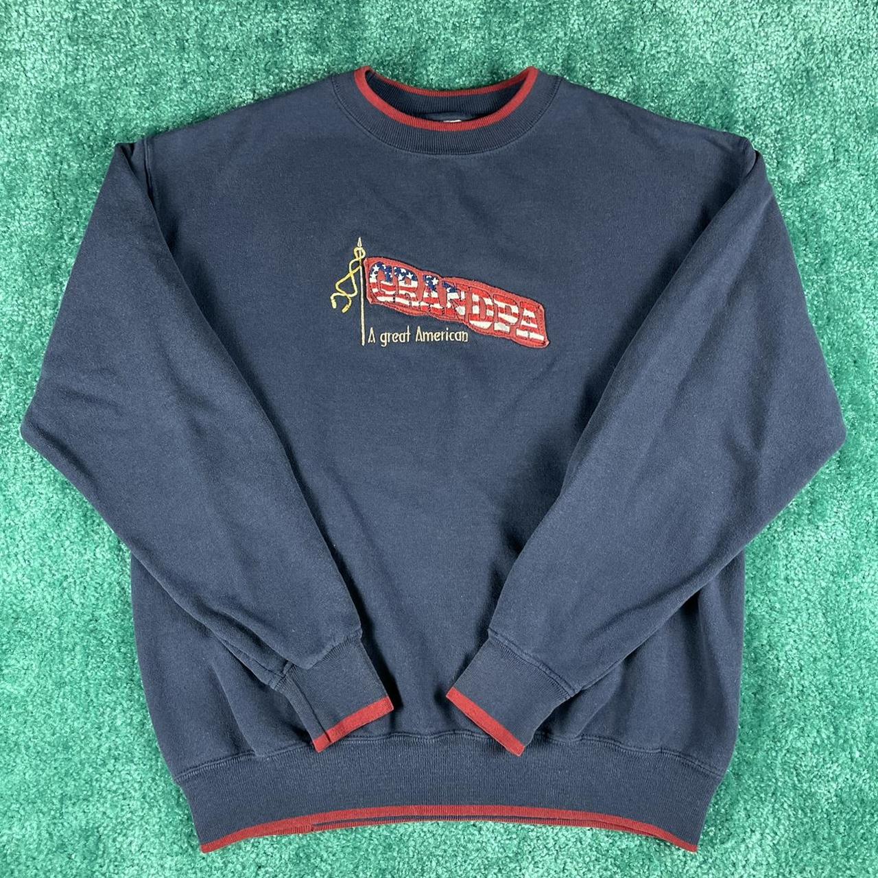 Folk Men's Navy and Red Jumper | Depop