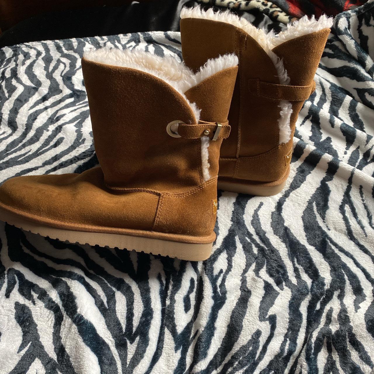 brown ugg boots worn once size 8.5 2000s mcbling... - Depop