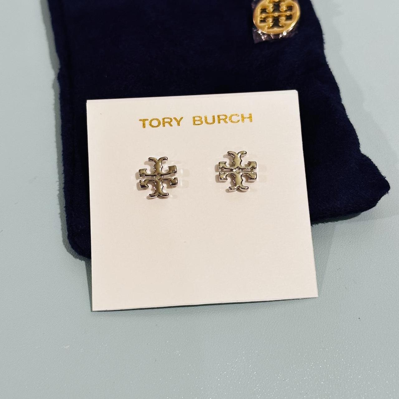 Tory Burch Silver T Logo small earrings New No dustbag - Depop