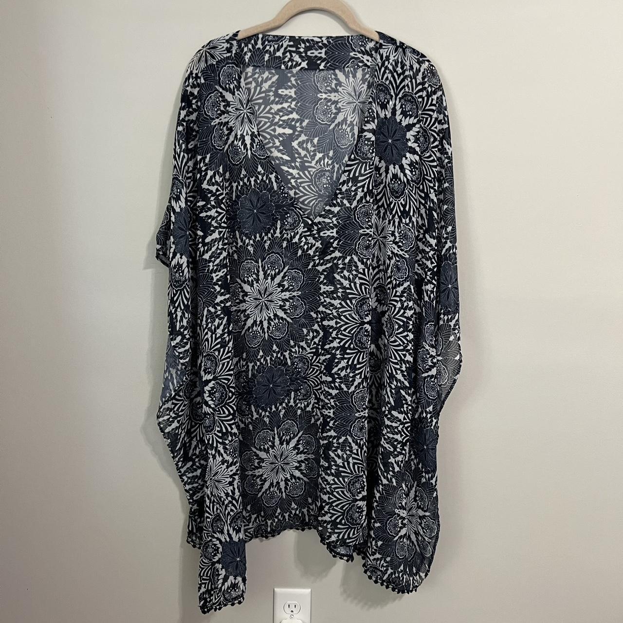 Beautiful blue beach coverup, v neck with light,... - Depop