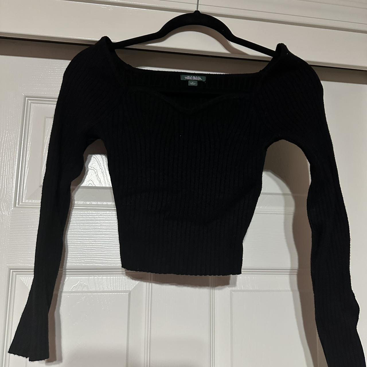 🦇🖤Wild fable black ribbed long sleeve crop... - Depop