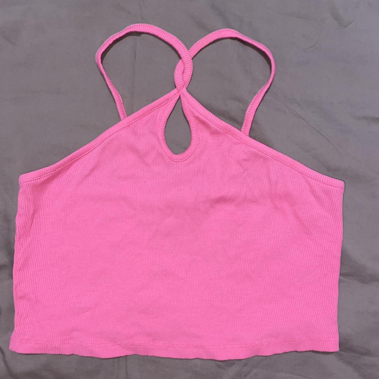 Hot pink halter tank top #top #womanstop #tanktop... - Depop