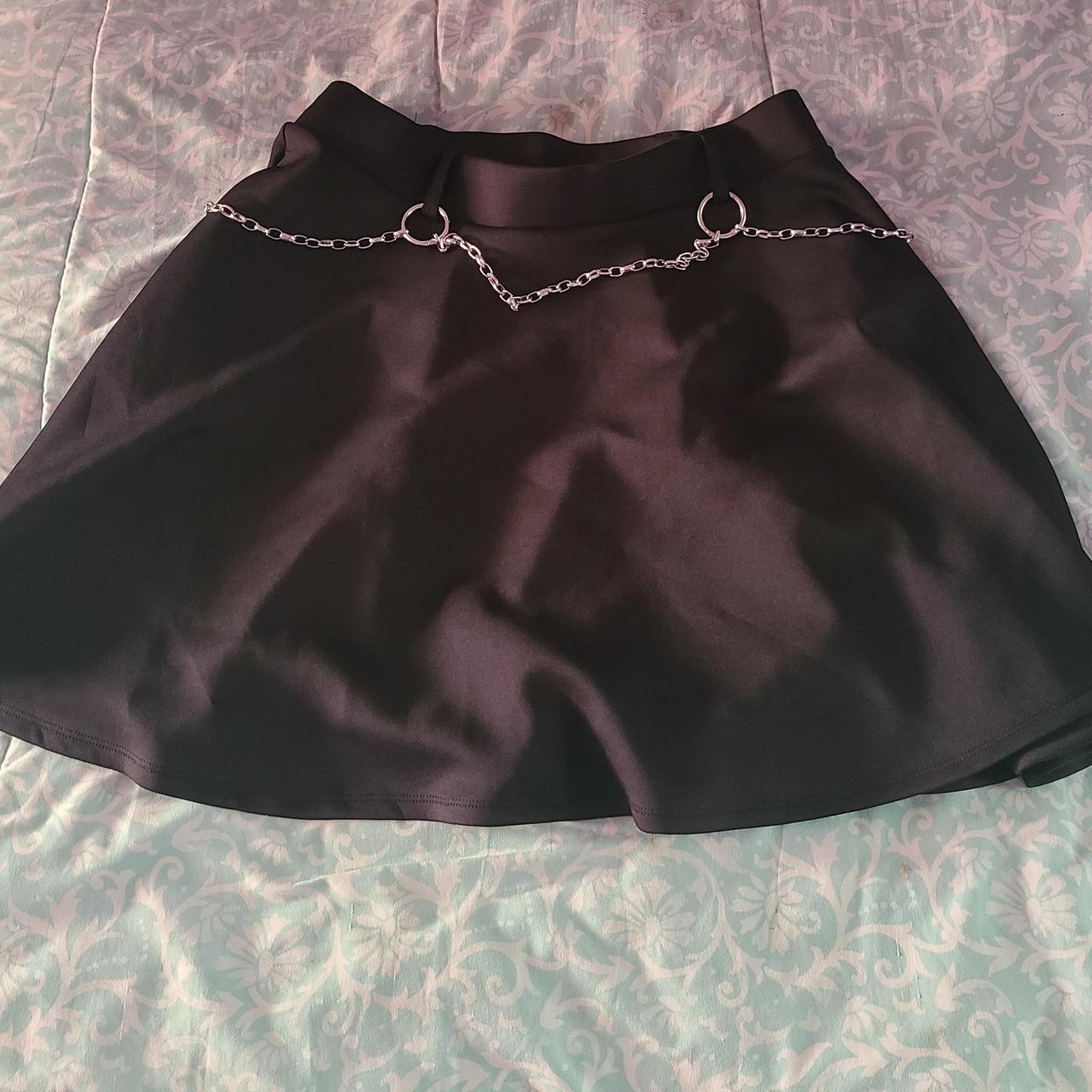 Hot Topic Black Belt Chain Loop Skirt Size Large... Depop